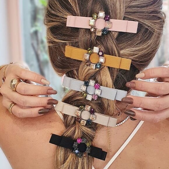 Hair Pin Channel Bow with stones ! CHIC Unique - Picture 1 of 6